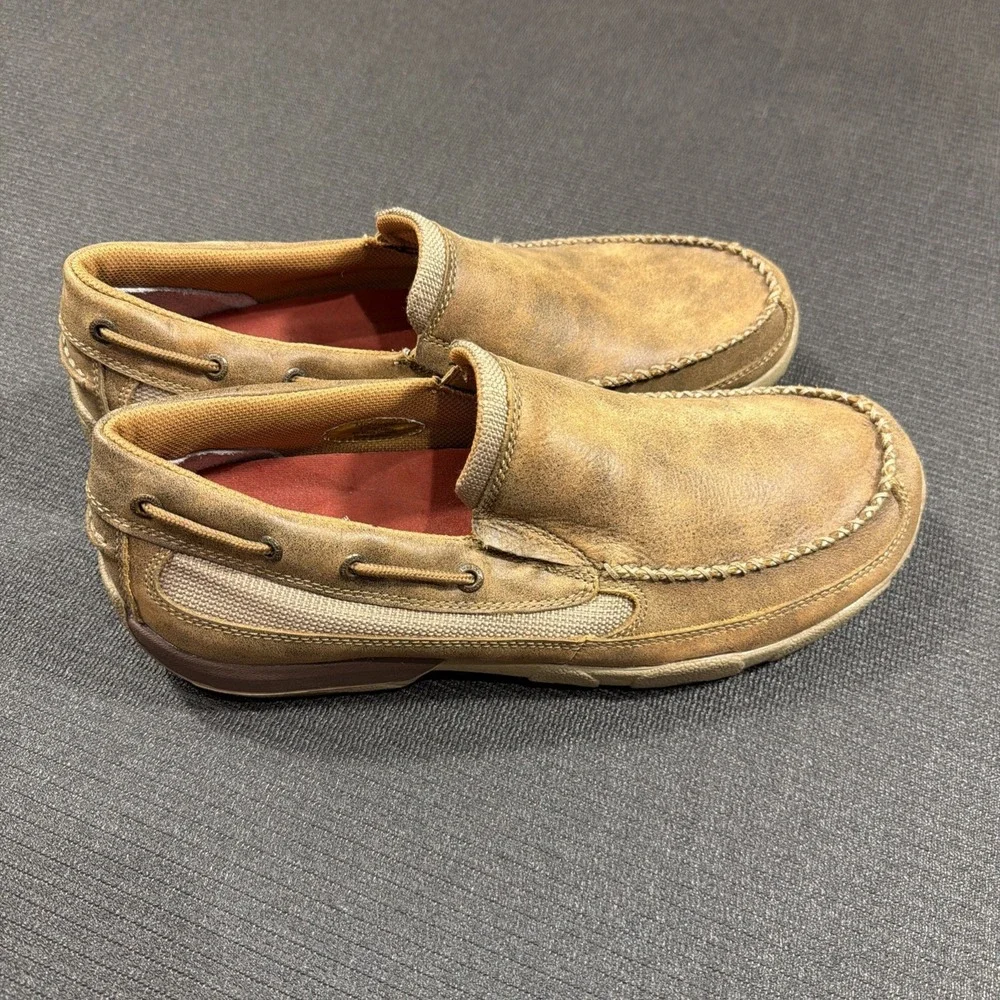 Twisted X MDMS002 Mens 11.5M Bomber Leather Driving Moc Slip On Shoes